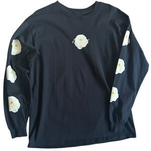 Empyre Floral Graphic Long Sleeve T-Shirt Black Size Large